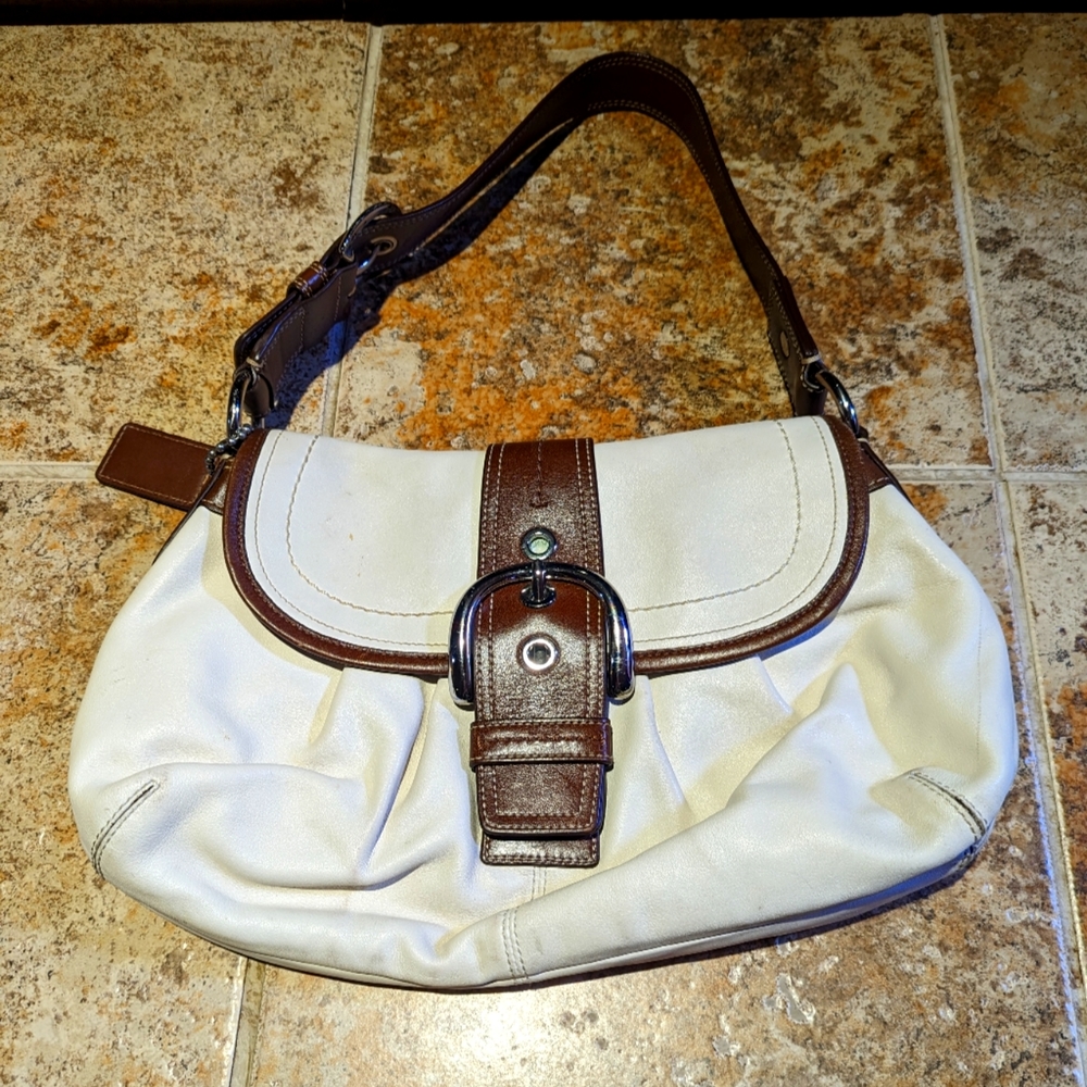 Coach Purse Shoulder Bag, Cream and Brown